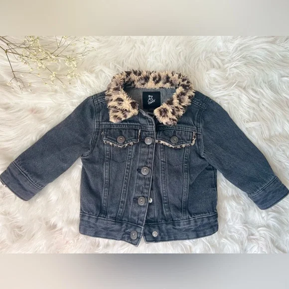 Art Class Leopard Trim Baby Jean Jacket - 12 Months - Picture 2 of 5